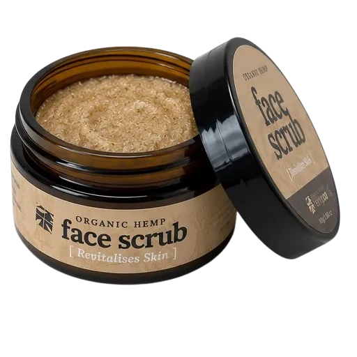 Organic Hemp Face Scrub 100g open jar